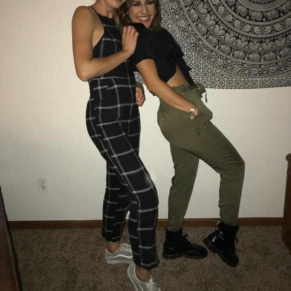 Urban Outfitters "Hattie" Black Plaid Jumpsuit - Picture 3 of 3